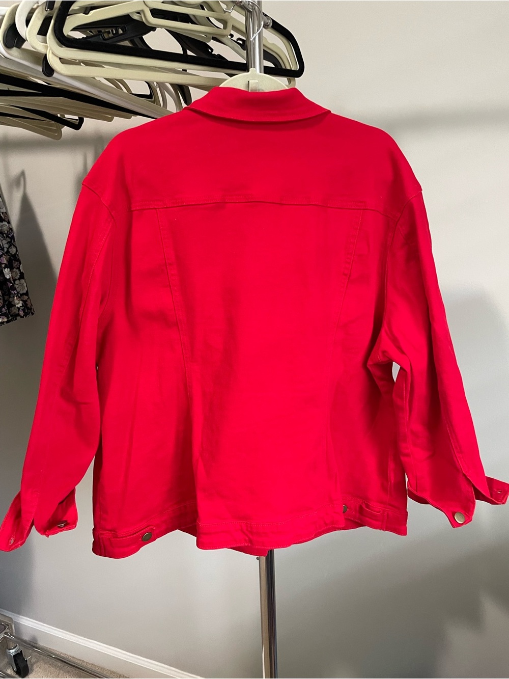 Target Bright Red Women's Button-Front Jean Jacket - Picture 2 of 2